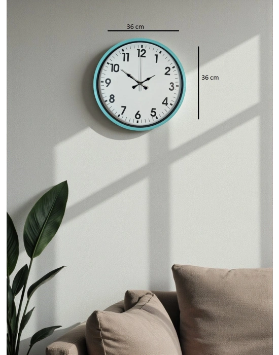 ® 36 Cm Turkuaz Dekoratif Duvar Saati