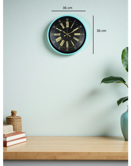 ® 36 Cm Turkuaz Dekoratif Duvar Saati