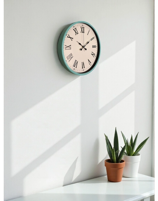 ® 36 Cm Turkuaz Roma Rakamlı Duvar Saati