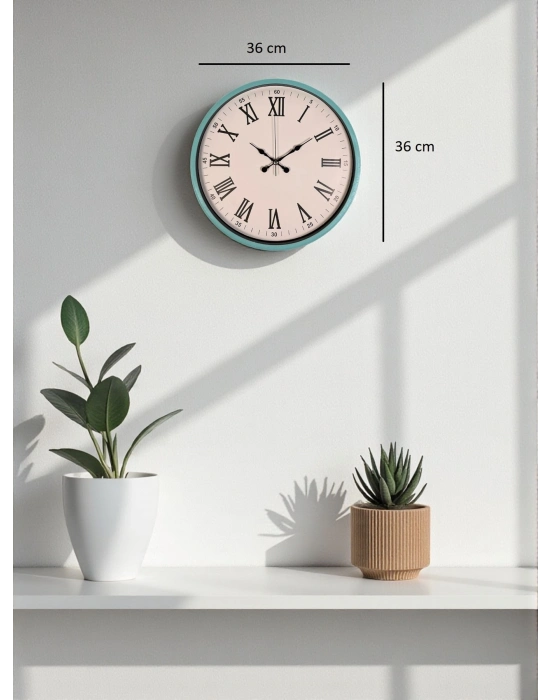 ® 36 Cm Turkuaz Roma Rakamlı Duvar Saati