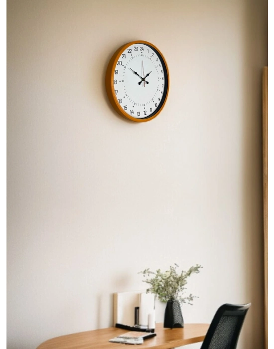 ® 36 Cm Turuncu 24 Saat Göstergeli Özel Tasarım Duvar Saati