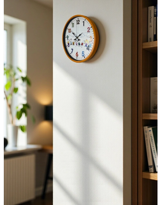 ® 36 Cm Turuncu Çocuk Odası Duvar Saati