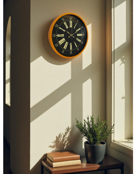 ® 36 Cm Turuncu Dekoratif Duvar Saati