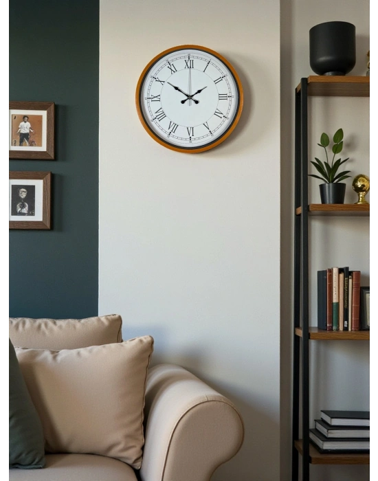 ® 36 Cm Turuncu Roma Rakamlı Duvar Saati