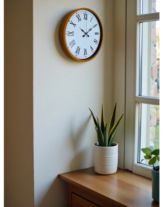 ® 36 Cm Turuncu Roma Rakamlı Duvar Saati