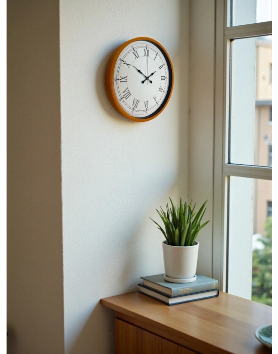 ® 36 Cm Turuncu Roma Rakamlı Duvar Saati