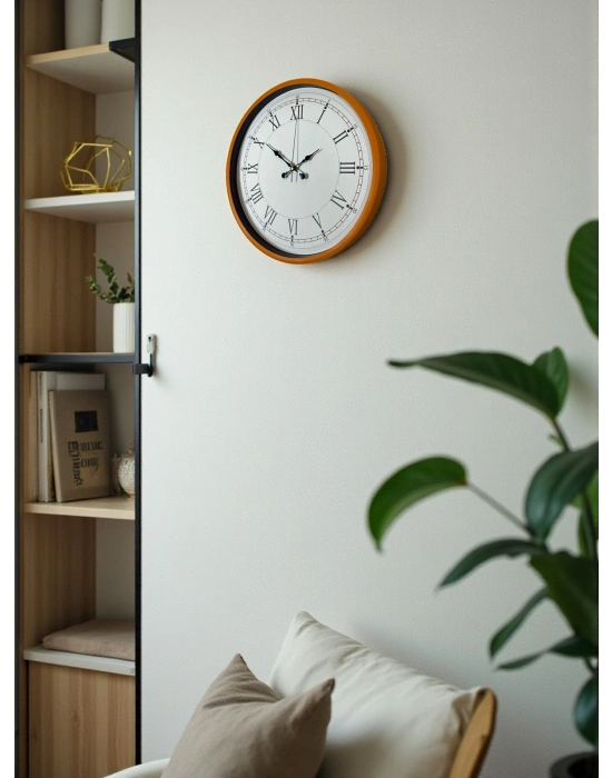 ® 36 Cm Turuncu Roma Rakamlı Duvar Saati
