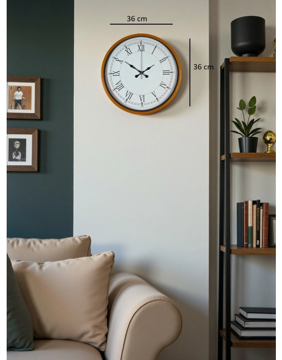 ® 36 Cm Turuncu Roma Rakamlı Duvar Saati