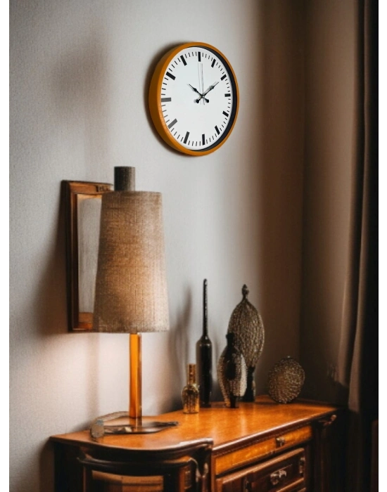 ® 36 Cm Turuncu Sade Şık Duvar Saati