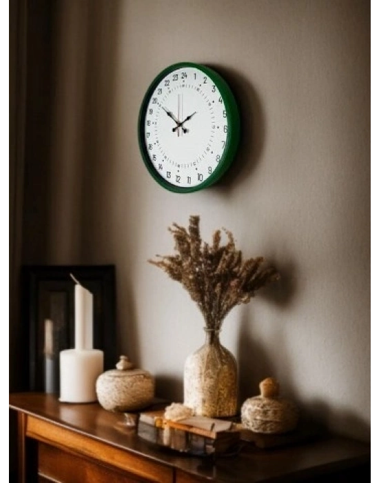 ® 36 Cm Yeşil 24 Saat Göstergeli Özel Tasarım Duvar Saati