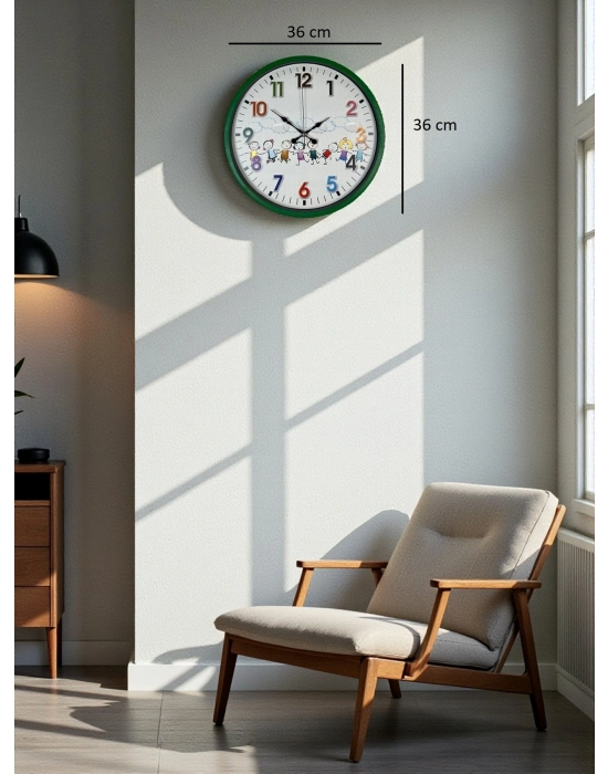 ® 36 Cm Yeşil Çocuk Odası Duvar Saati