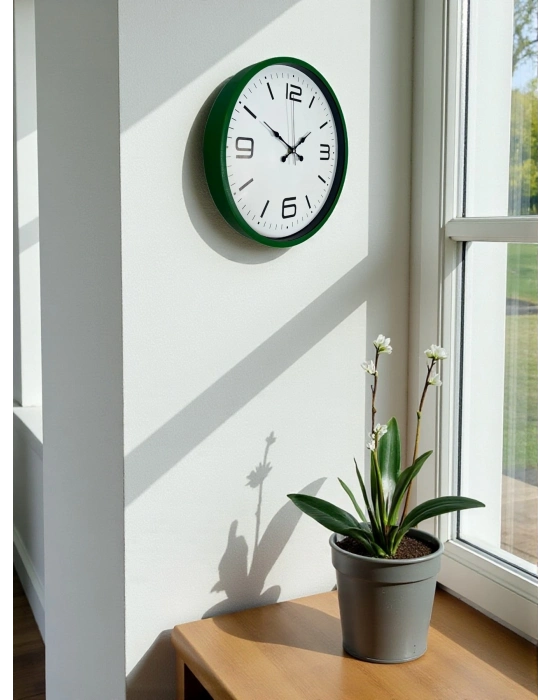 ® 36 Cm Yeşil Modern Dekoratif Duvar Saati