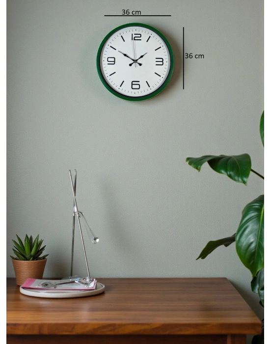 ® 36 Cm Yeşil Modern Dekoratif Duvar Saati
