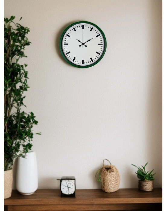 ® 36 Cm Yeşil Sade Dekoratif Duvar Saati