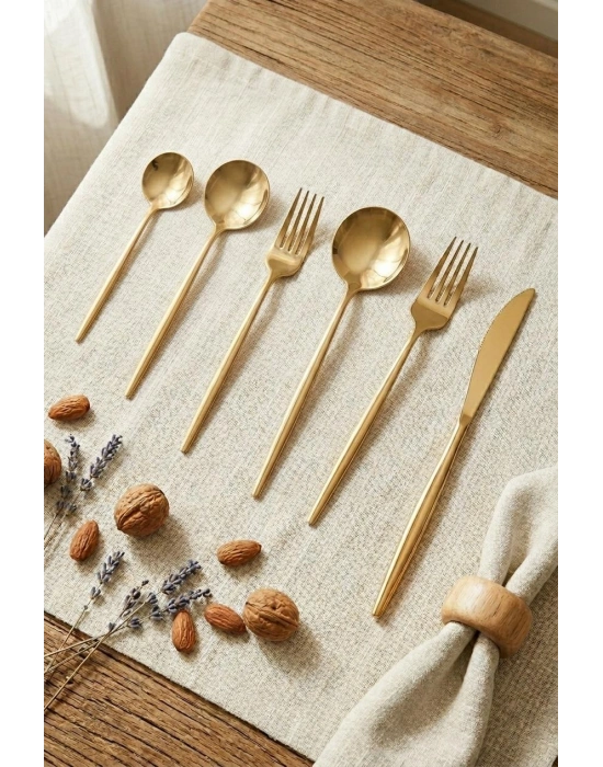 36 Parça Lüks Gold Paslanmaz Çelik Çatal Kaşık Bıçak Takımı