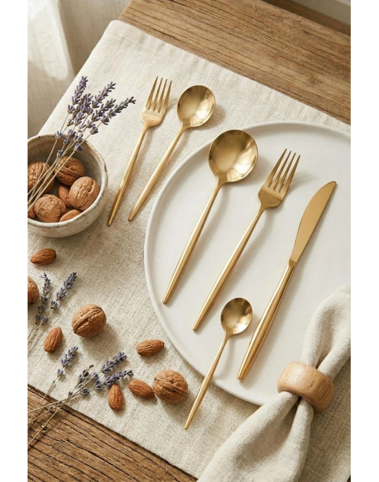 36 Parça Lüks Gold Paslanmaz Çelik Çatal Kaşık Bıçak Takımı