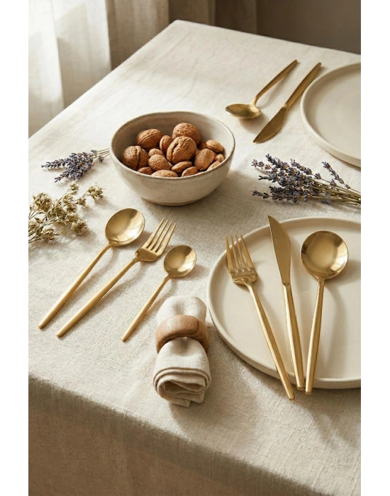 36 Parça Lüks Gold Paslanmaz Çelik Çatal Kaşık Bıçak Takımı