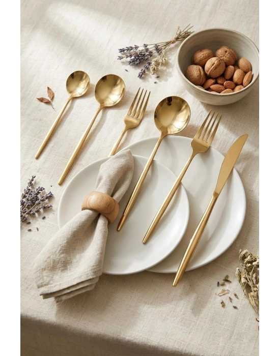 36 Parça Lüks Gold Paslanmaz Çelik Çatal Kaşık Bıçak Takımı