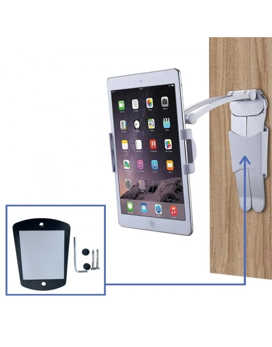 ®  360 Derece Dönebilen Mutfak Masaüstü Telefon Tablet Tutucu Ayarlanabilir Esnek Ayaklı Metal