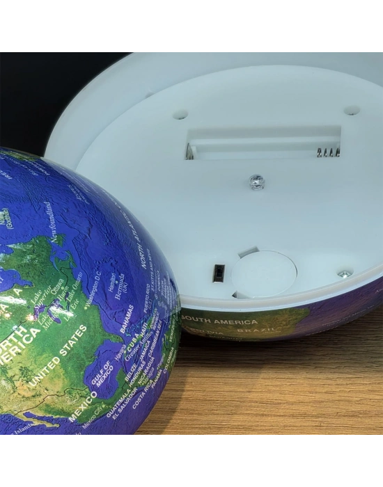 360 Derece Dönen LED Işıklı Mavi Dünya Küresi