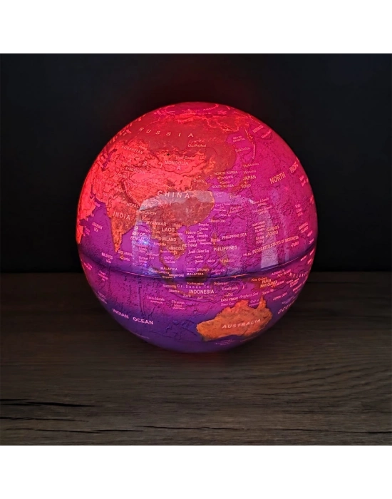 360 Derece Dönen LED Işıklı Mavi Dünya Küresi