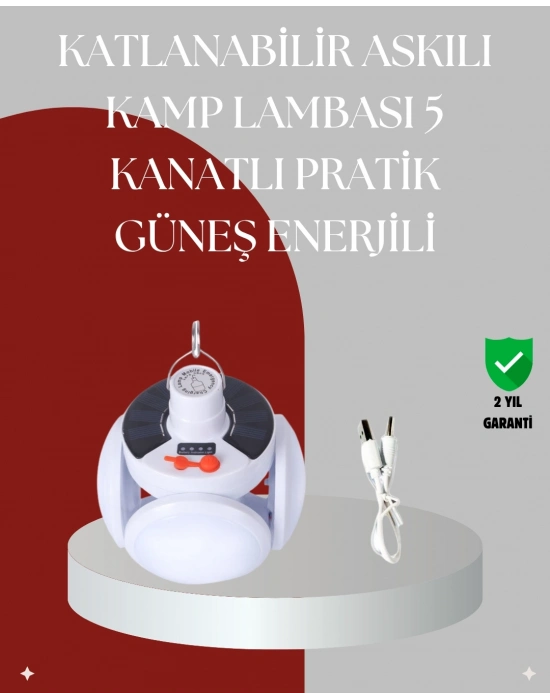 360 Derece Katlanabilir Solar LED Aydınlatma Çadır Lambası