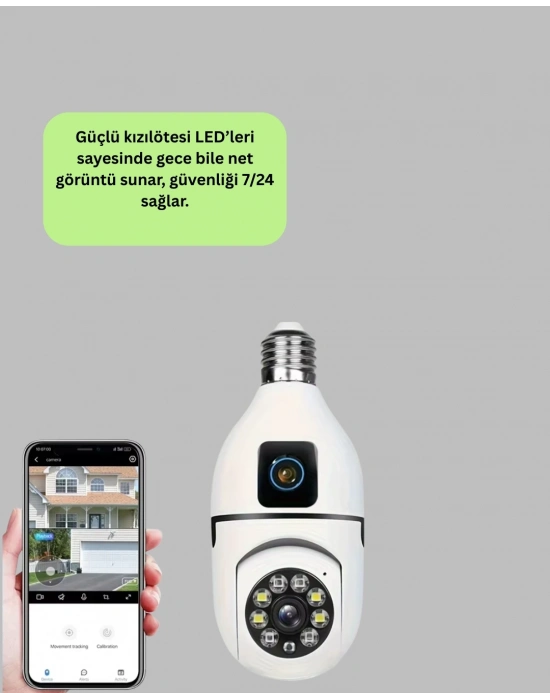 360 Derece Panoramik WiFi Kamera – Full HD Ev Güvenlik Sistemi