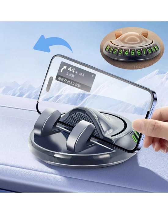 360° Dönebilen Yapışkanlı Numaratörlü Araç Telefon Tutucu