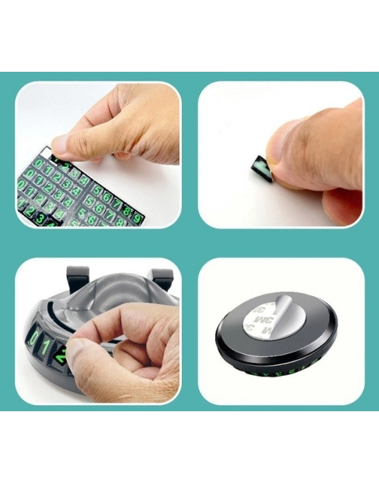 360° Dönebilen Yapışkanlı Numaratörlü Araç Telefon Tutucu