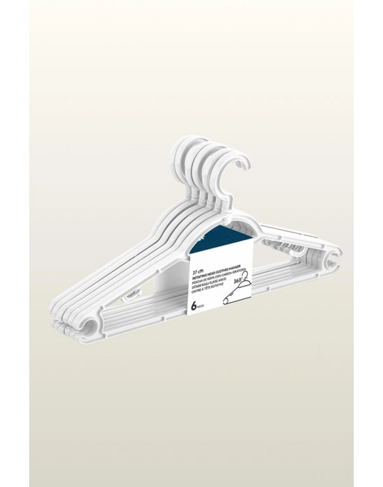 37 Cm Döner Başlı Beyaz Askı 6’lı Set