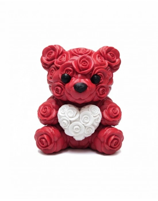 ® 3D Baskı Kalpli Ayıcık 10cm Romantik Masaüstü Dekor