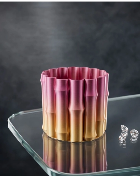 3D Dekoratif Mor Sarı Vazo Modern Tasarım Estetik Ev Aksesuarı
