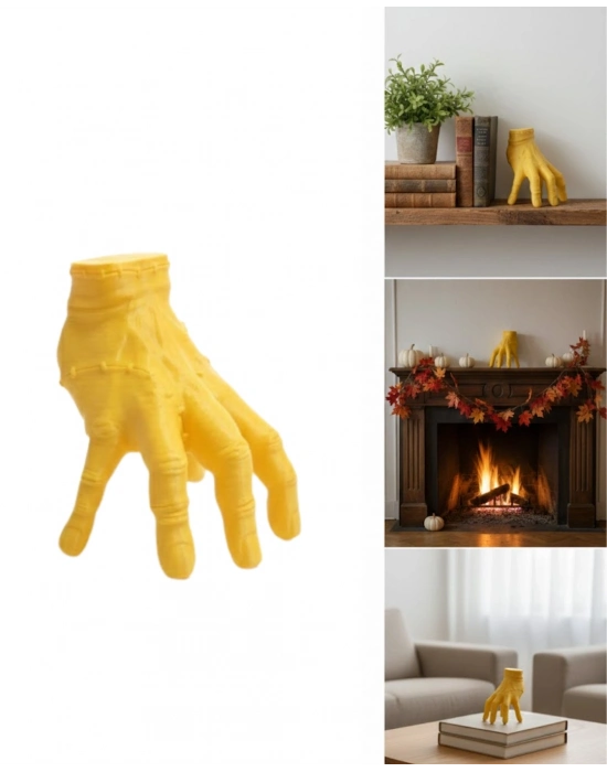 ® 3D Dekoratif Sarı El Obje 17x16 cm Şık ve Dikkat Çekici Tasarım