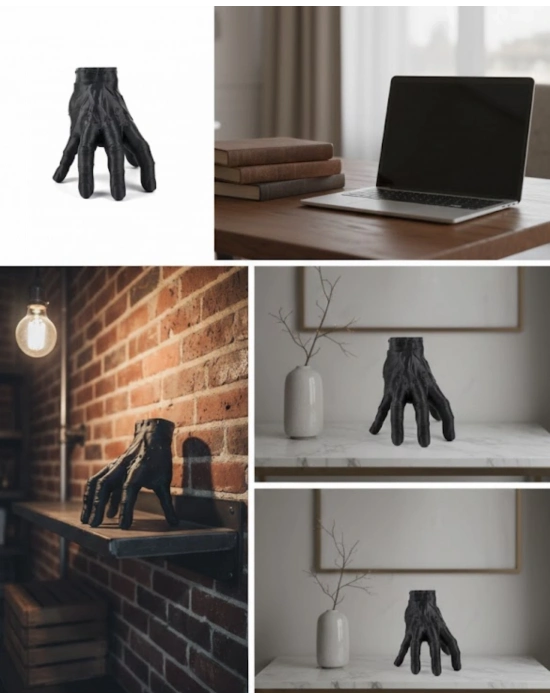 ® 3D Dekoratif Siyah El Obje 17x16 cm Gotik ve Modern Aksesuar