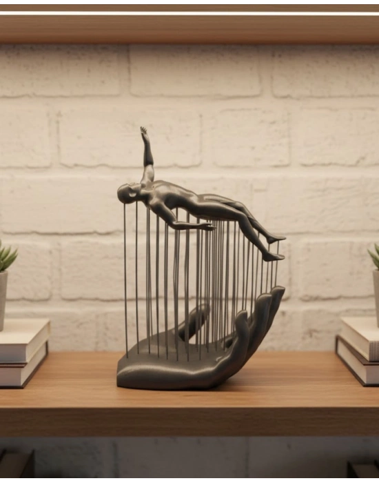 ® 3D El Formlu İnsan Figürü Gri Soyut Tasarım Dekoratif Biblo