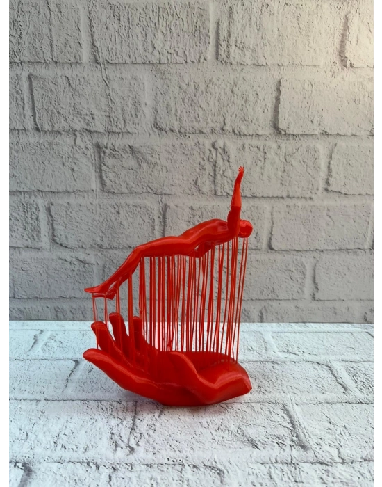 ® 3D El Formlu İnsan Figürü Kırmızı Soyut Tasarım Dekoratif Biblo 12x18 cm