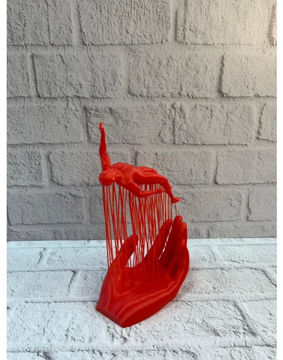 ® 3D El Formlu İnsan Figürü Kırmızı Soyut Tasarım Dekoratif Biblo 12x18 cm