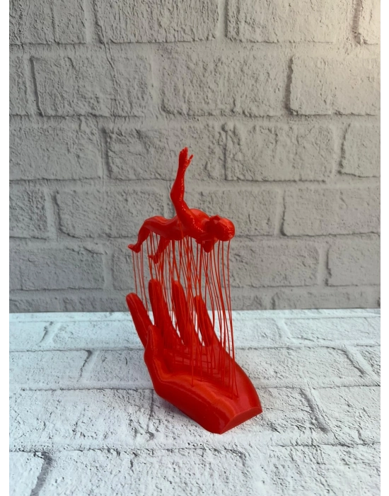 ® 3D El Formlu İnsan Figürü Kırmızı Soyut Tasarım Dekoratif Biblo 12x18 cm