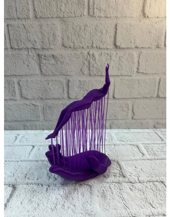 ® 3D El Formlu İnsan Figürü Mor Özgün Sanat Biblosu 12x18 cm