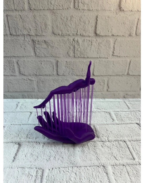 ® 3D El Formlu İnsan Figürü Mor Özgün Sanat Biblosu 12x18 cm