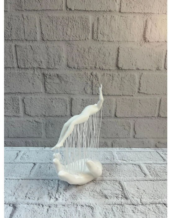 ® 3D El Üzerinde İnsan Figürü Beyaz Minimal Masa Üstü Dekor