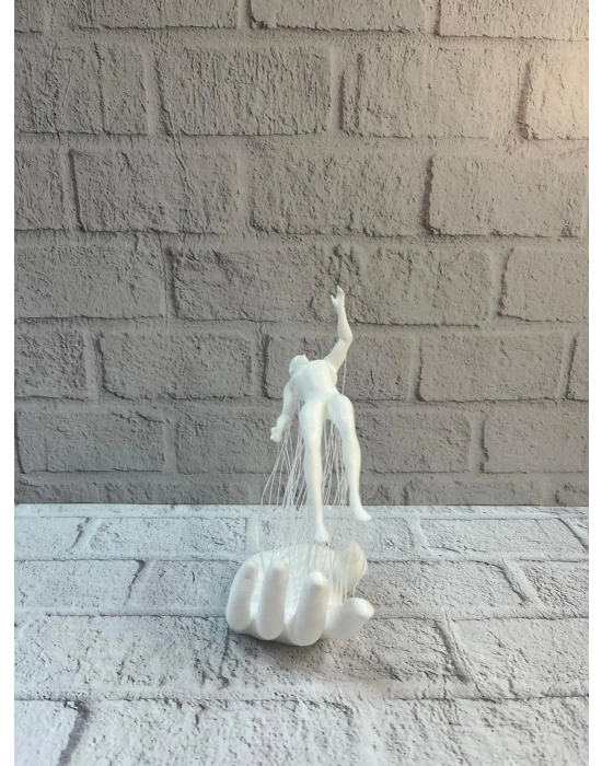 ® 3D El Üzerinde İnsan Figürü Beyaz Minimal Masa Üstü Dekor