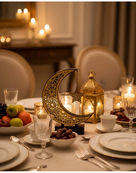 ® 3D Hilal Yıldız Biblo 23x23 cm Şık ve Zarif Dekorasyon