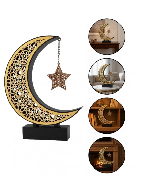 ® 3D Hilal Yıldız Biblo 23x23 cm Şık ve Zarif Dekorasyon