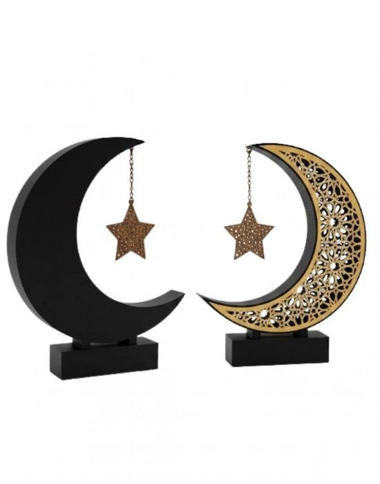 ® 3D Hilal Yıldız Masa Üstü Dekor 23x23 cm Ramazan Konsept Tasarım