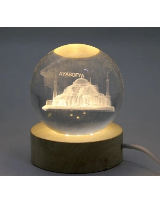 3D İstanbul Temalı Kristal Cam Küre Led Lamba Model 2