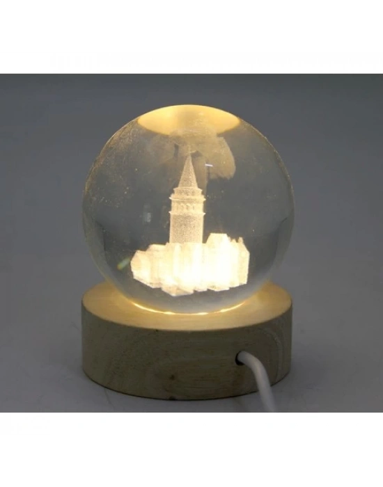 3D İstanbul Temalı Kristal Cam Küre Led Lamba Model 3