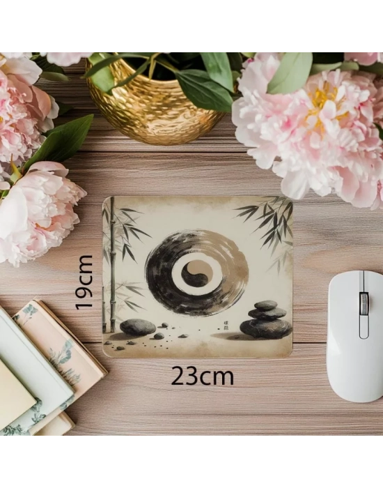 3D Japon Kaligrafi Temalı Mouse Pad - 19x23 cm 2 mm Dikdörtgen İthal Baskılı Mouse Pad