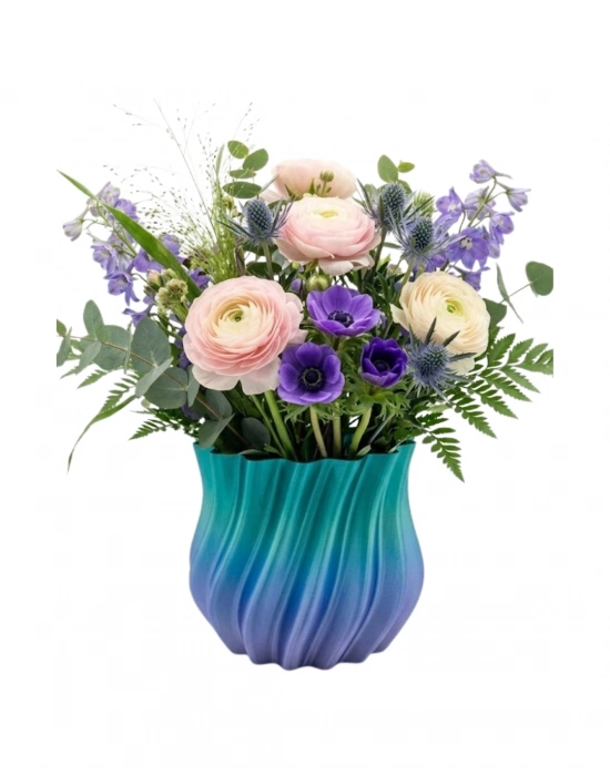 3D KIVRIMLI VAZO MAVİ