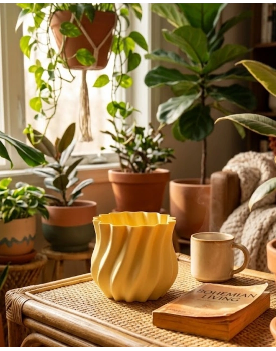 3D KIVRIMLI VAZO SARI